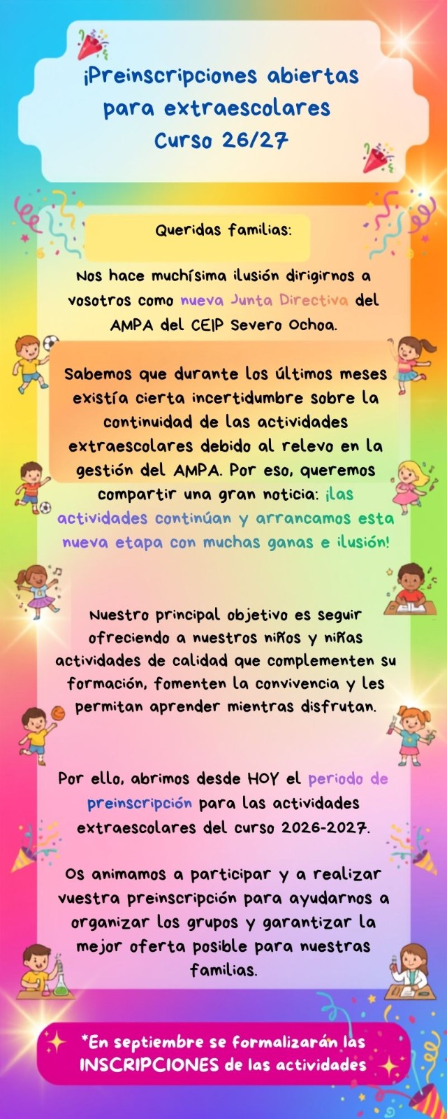 Actividades extraescolares del curso 2026-2027